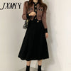 imCharms French Small Fragrance Pattern Short Cardigan Sweater Women Autumn And Winter Long Knitted Black Pleated Skirt Suit
