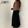 imCharms French Small Fragrance Pattern Short Cardigan Sweater Women Autumn And Winter Long Knitted Black Pleated Skirt Suit