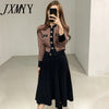 imCharms French Small Fragrance Pattern Short Cardigan Sweater Women Autumn And Winter Long Knitted Black Pleated Skirt Suit