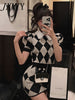imCharms Gentle Wind Diamond Knitted Sweater Two-Piece Women's 2023 Summer Style Short-Sleeved Sweater Suit Skirt