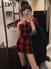 imCharms Gentle Wind Diamond Knitted Sweater Two-Piece Women's 2023 Summer Style Short-Sleeved Sweater Suit Skirt
