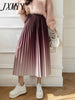 imCharms Gradient Color Pleated Skirt Skirt Women's 2023 Autumn And Winter High-End Drape Mid-Length A-Line Mid-Length Skirt