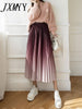 imCharms Gradient Color Pleated Skirt Skirt Women's 2023 Autumn And Winter High-End Drape Mid-Length A-Line Mid-Length Skirt