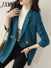 imCharms Gray Small Suit Jacket Women's Spring And Autumn 2023 Double-Breasted Casual Slim Fit Elegant Temperament Suit
