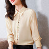 imCharms Heavy Color Button Silk Shirt Women's Long-Sleeved 2023 Spring And Elegant Temperament Polo Collar Top