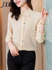 imCharms Heavy Color Button Silk Shirt Women's Long-Sleeved 2023 Spring And Elegant Temperament Polo Collar Top