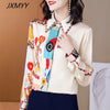 imCharms High-end shirt women's design sense temperament long-sleeved chiffon exquisite lazy style European station print top
