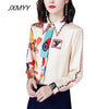 imCharms High-end shirt women's design sense temperament long-sleeved chiffon exquisite lazy style European station print top