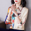 imCharms High-end shirt women's design sense temperament long-sleeved chiffon exquisite lazy style European station print top