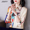 imCharms High-end shirt women's design sense temperament long-sleeved chiffon exquisite lazy style European station print top