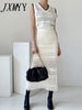 imCharms Ins Two-piece Tassel Weave Design Hollow Elegant Temperament Suit 2023 Spring And Summer Package Hip Skirt Women