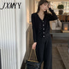 imCharms Knitted Cardigan Jacket Spring 2023 Temperament Wide-Leg Pants Casual Western Style Two-Piece Suit Women