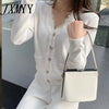 imCharms Knitted Cardigan Jacket Spring 2023 Temperament Wide-Leg Pants Casual Western Style Two-Piece Suit Women