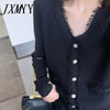 imCharms Knitted Cardigan Jacket Spring 2023 Temperament Wide-Leg Pants Casual Western Style Two-Piece Suit Women