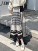 imCharms Knitted Skirt Women's A-Line Long Autumn And Winter High-Waisted Slim-Fit Large-Swing Pleated Plus-Size Skirt