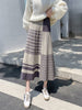imCharms Knitted Skirt Women's A-Line Long Autumn And Winter High-Waisted Slim-Fit Large-Swing Pleated Plus-Size Skirt