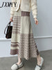 imCharms Knitted Skirt Women's A-Line Long Autumn And Winter High-Waisted Slim-Fit Large-Swing Pleated Plus-Size Skirt