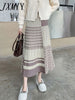 imCharms Knitted Skirt Women's A-Line Long Autumn And Winter High-Waisted Slim-Fit Large-Swing Pleated Plus-Size Skirt
