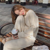 imCharms Knitted Sweater Suit Women 2023 Autumn And Winter Net Red Temperament Wide Leg Pants Two-Piece Suit