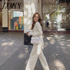imCharms Knitted Sweater Suit Women 2023 Autumn And Winter Net Red Temperament Wide Leg Pants Two-Piece Suit