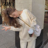 imCharms Knitted Sweater Suit Women 2023 Autumn And Winter Net Red Temperament Wide Leg Pants Two-Piece Suit