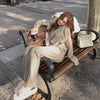 imCharms Knitted Sweater Suit Women 2023 Autumn And Winter Net Red Temperament Wide Leg Pants Two-Piece Suit