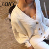 imCharms Knitted Tracksuit Women V Neck Cardigan Sweater And Elastic Pants Women's 2 Piece Set Knitting Suit 2023 Autumn Winter