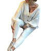imCharms Knitted Tracksuit Women V Neck Cardigan Sweater And Elastic Pants Women's 2 Piece Set Knitting Suit 2023 Autumn Winter