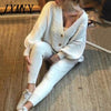 imCharms Knitted Tracksuit Women V Neck Cardigan Sweater And Elastic Pants Women's 2 Piece Set Knitting Suit 2023 Autumn Winter