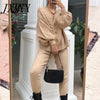 imCharms Knitted Tracksuit Women V Neck Cardigan Sweater And Elastic Pants Women's 2 Piece Set Knitting Suit 2023 Autumn Winter