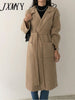 imCharms Korean Version Of Waist-Gathered Cardigan Coat Knitted Padded Long Knee-Length Sweater With Waist Belt In The Long Coat.