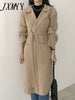 imCharms Korean Version Of Waist-Gathered Cardigan Coat Knitted Padded Long Knee-Length Sweater With Waist Belt In The Long Coat.