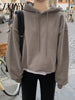 imCharms Korean Version Thickened Hooded Pullover Plus Velvet Warm Sweater 2023 Autumn Loose Literary Ccasual Jacket Top