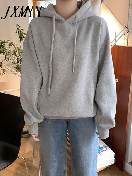 imCharms Korean Version Thickened Hooded Pullover Plus Velvet Warm Sweater 2023 Autumn Loose Literary Ccasual Jacket Top