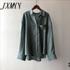 imCharms Long-Sleeved Shirt Women's 2023 Spring Elegant Temperament Loose And Thin Personality Pocket Shirt