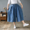 imCharms Loose Large Size Wide Leg Pants Skirt Elastic Waist Half Body Pants Cropped Pants Casual Denim Big Feet Pants