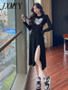 imCharms Lrregular Slit Design Sense Long-Sleeved 2023 Autumn And Elegant Temperament Waist Dress