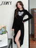 imCharms Lrregular Slit Design Sense Long-Sleeved 2023 Autumn And Elegant Temperament Waist Dress
