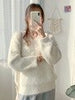 imCharms Mink Fur Imitation Mink Fleece Sweater Women's Autumn And Winter Thickening Winter Loose And Lazy Style Mohair V-Neck Top