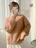 imCharms Mink Fur Imitation Mink Fleece Sweater Women's Autumn And Winter Thickening Winter Loose And Lazy Style Mohair V-Neck Top