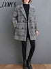imCharms Autumn And Winter Mid-Length Woolen Coat Women's Large Size Loose And Thin Elegant Temperament Plaid Coat