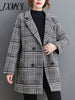 imCharms Autumn And Winter Mid-Length Woolen Coat Women's Large Size Loose And Thin Elegant Temperament Plaid Coat