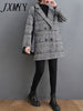 imCharms Autumn And Winter Mid-Length Woolen Coat Women's Large Size Loose And Thin Elegant Temperament Plaid Coat