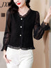 imCharms Elegant Temperament V-Neck Shirt Women's Autumn Long-Sleeved 2023 Short Shirt High-Quality Bubble Chiffon Top