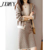 imCharms Retro Floral Age Reduction Suit Female 2023 Spring And Autumn Wool Knitted Cardigan Skirt
