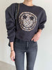 imCharms Round Neck Leopard Print Smiley Face Casual Loose Pullover Sweater Women's 2023 Autumn All-Match Top