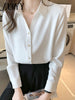 imCharms Satin Shirt Women's 2023 Autumn Loose Long-Sleeved Temperament Vertical Shirt Metal Button Thin Chiffon Shirt