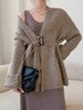 imCharms Simple Temperament Knitted Cardigan Women's Autumn And Winter Mid-Length Loose Outer Wear Lace-Up Sweater Coat