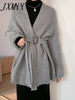 imCharms Simple Temperament Knitted Cardigan Women's Autumn And Winter Mid-Length Loose Outer Wear Lace-Up Sweater Coat
