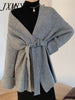 imCharms Simple Temperament Knitted Cardigan Women's Autumn And Winter Mid-Length Loose Outer Wear Lace-Up Sweater Coat